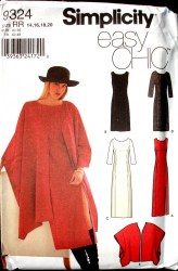 9324 EZ PRINCESS DRESS SLVS OR NOT,PONCHO WRAP PATTERN 6-12